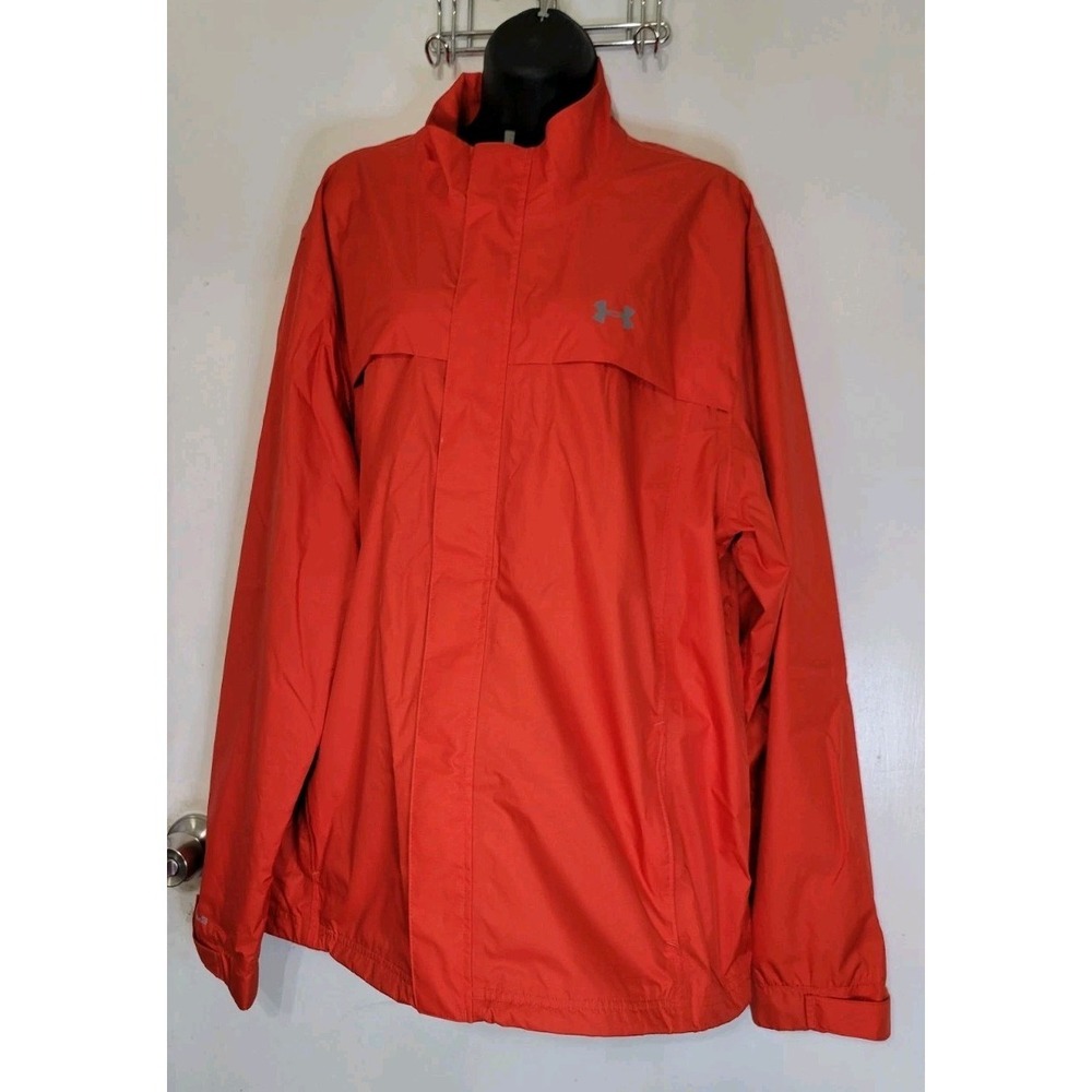 Men's Under Armour Storm 3 Jacket Orange Rain Golf Wind Nylon UA 1259439 Size XL